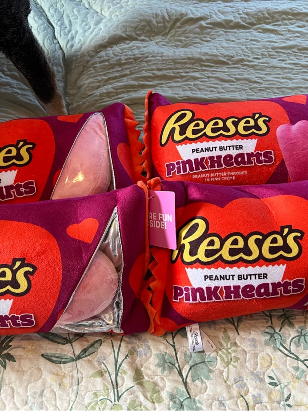 Reese's Pink Hearts Plush Pillow Set - Pink & Red